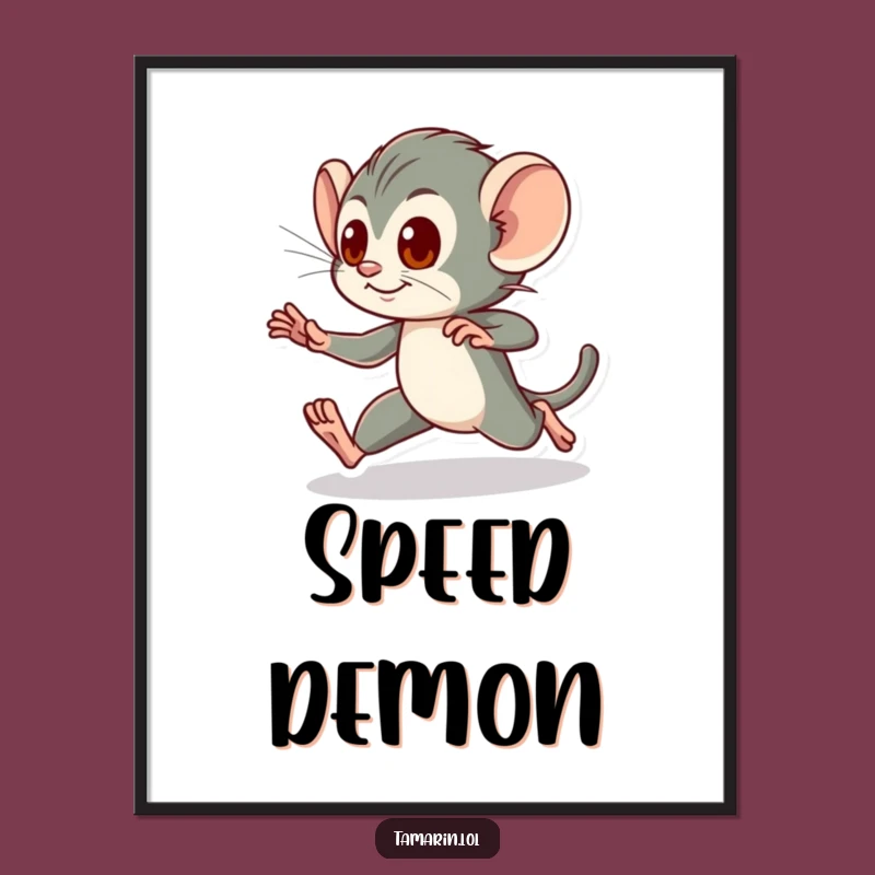 Funny Tamarin Art Poster: Energetic Dash Decor, Ideal Funny Gift for Dynamic Spaces!