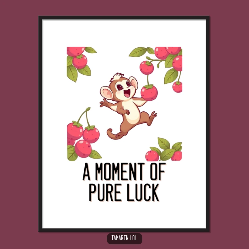 Funny Tamarin Berry Leap Poster: Bring Joyful Primate Energy to Your Walls