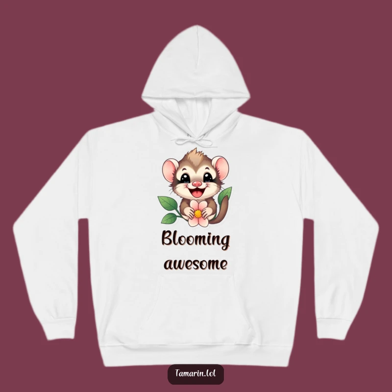 Cozy Funny Tamarin Flower Peek Hoodie - Warm & Whimsical Primate Surprise