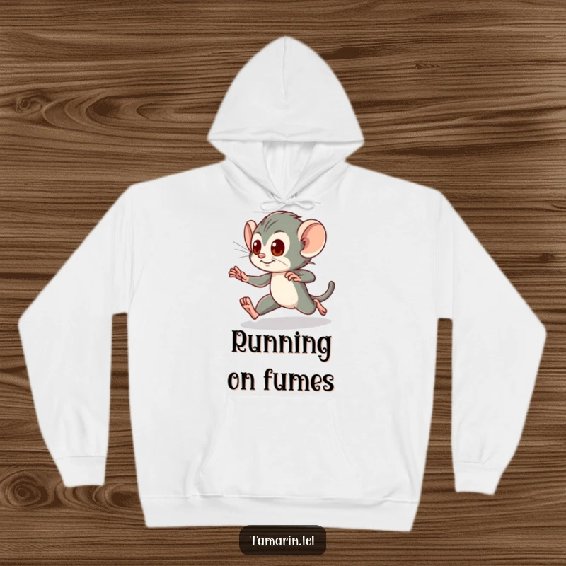 Funny Hoodie: A tamarin dashes energetically, embodying speed and zest for life, a perfect funny gift.