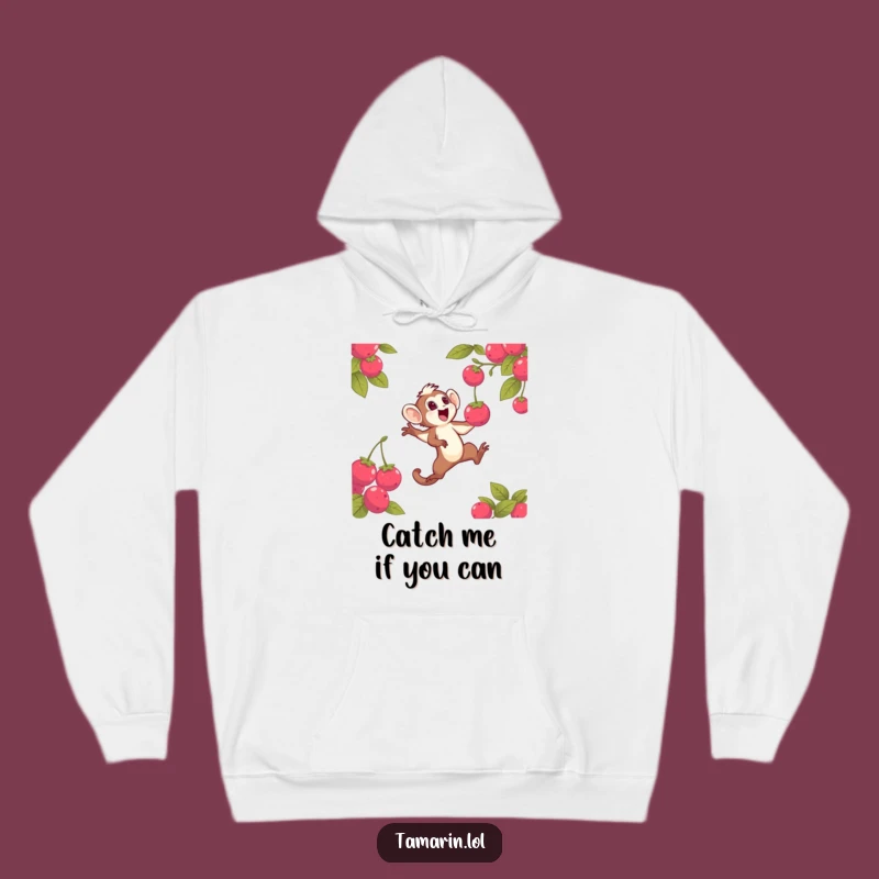 Cozy Funny Tamarin Berry Catch Hoodie: Snuggle Up with This Hilarious Primate Art