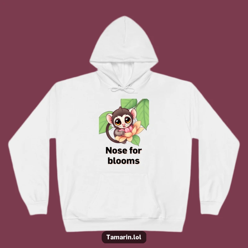 Funny Tamarin Flower Hoodie: Cozy Curious Primate Design, Warm and Funny Gift Apparel