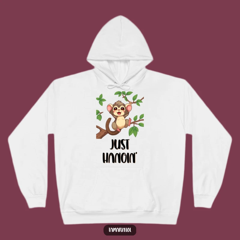 Funny Tamarin Hoodie: Cozy Primate Swinging Design, Warm and Funny Gift Apparel