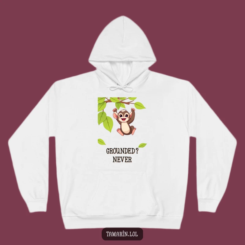 Funny Tamarin Monkey Swinging Hoodie - Cozy & Comical Primate Apparel for All