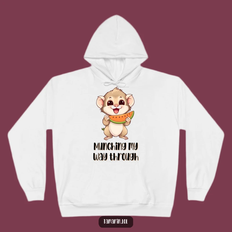 Funny Tamarin Hoodie: Fruit Enthusiast Monkey, Cozy Snack Time, Great Funny Gift.