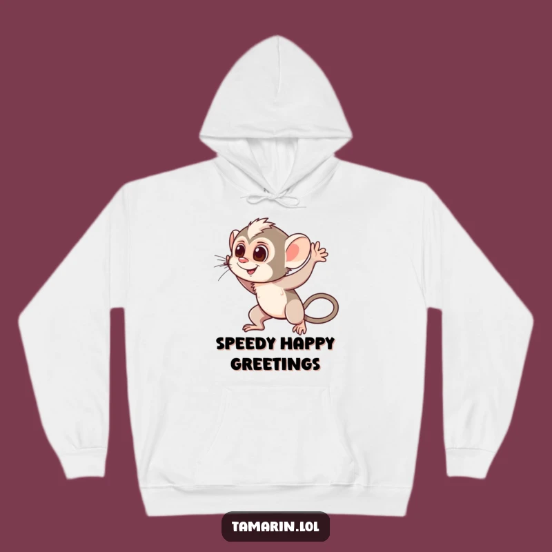 Funny Waving Tamarin Hoodie: Cozy Monkey Sweatshirt, Warm Greetings, Funny Gift