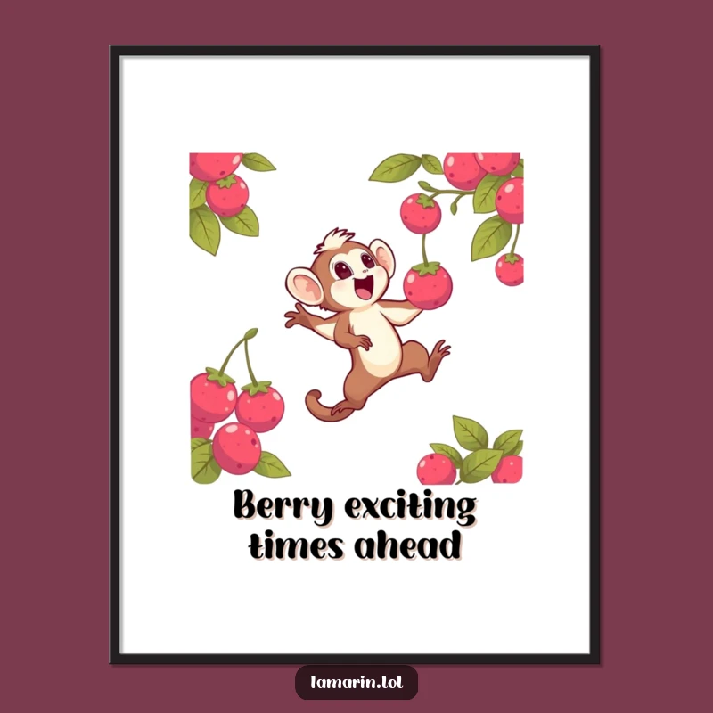 Free Printable Wall Art: Funny Tamarin Berry Catch - Instant Download Decor