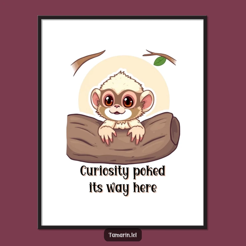 Free Printable Wall Art: Curious Tamarin Monkey, Humorous Downloadable Art for Jungle Lovers