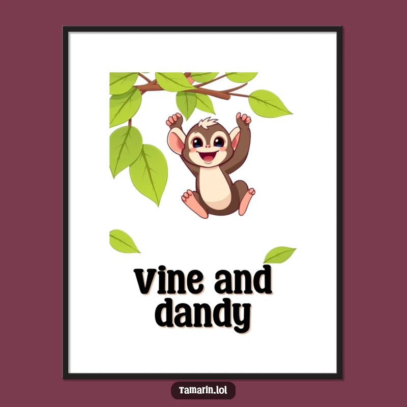 Free Printable Swinging Monkey Wall Art - Funny Jungle Downloadable Decor