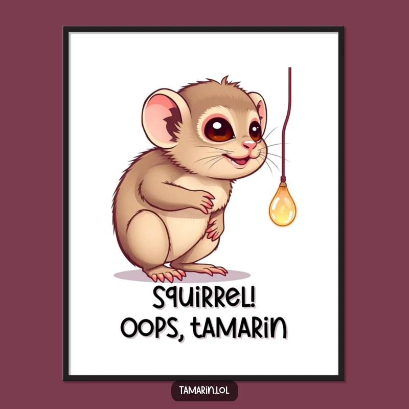 Funny Free Printable Wall Art: Curious Tamarin Sparkle Play Downloadable Decor