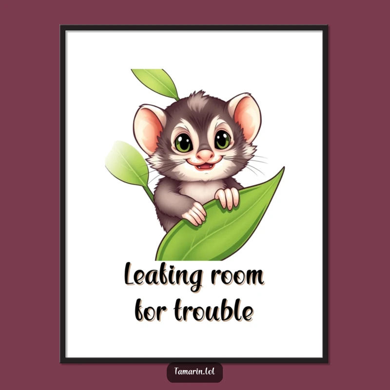 Funny Free Printable Wall Art: Mischievous Tamarín Leaf Peek, Jungle Prankster Decor!