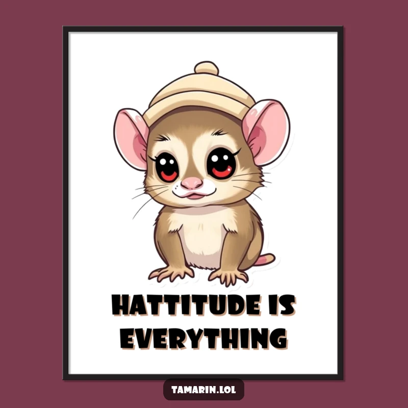Free Printable Tamarin Wall Art: Funny Hat Wearer Downloadable Quirky Decor