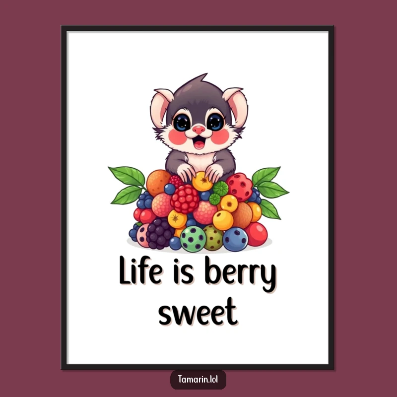 Whimsical Free Printable Wall Art: Tamarin Berry Balance, Funny Downloadable Decor for a Sweet Space