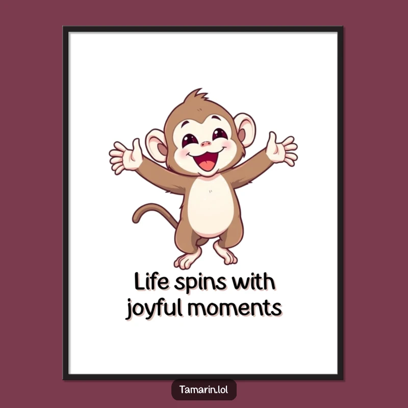 Free Printable Wall Art: Joyful Tamarin Monkey, Humorous Downloadable Art for Energetic Spaces