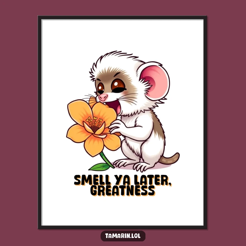 Free Printable Tamarin Wall Art: Funny Flower Sniffer Downloadable Nature Decor