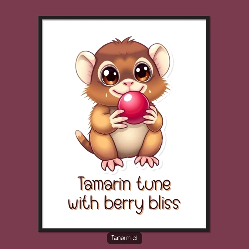 Funny Free Printable Tamarin Wall Art: Berry Happy Downloadable Art