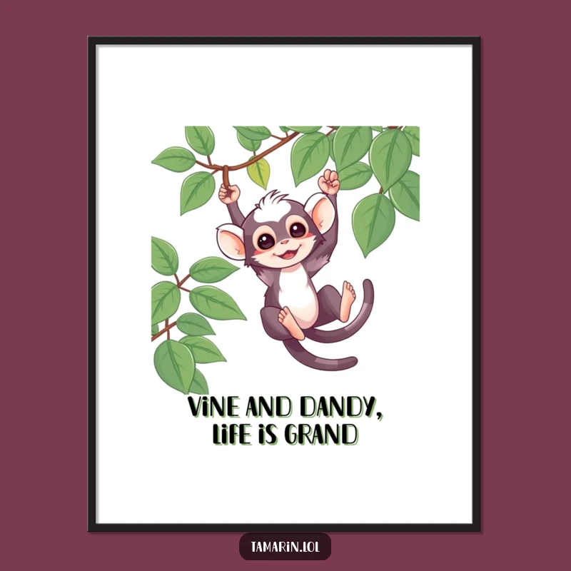 Free Printable Wall Art: Playful Tamarin Swing - Funny Downloadable Home Decor