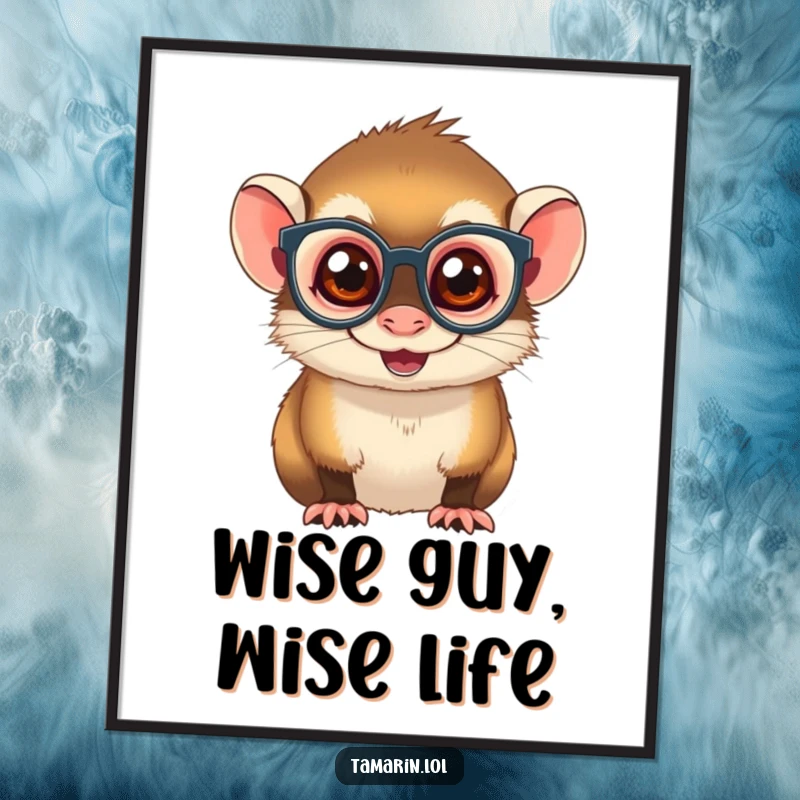 Funny Free Printable Wall Art: A tamarin sporting tiny spectacles with a mischievous grin, ready to liven up any room.