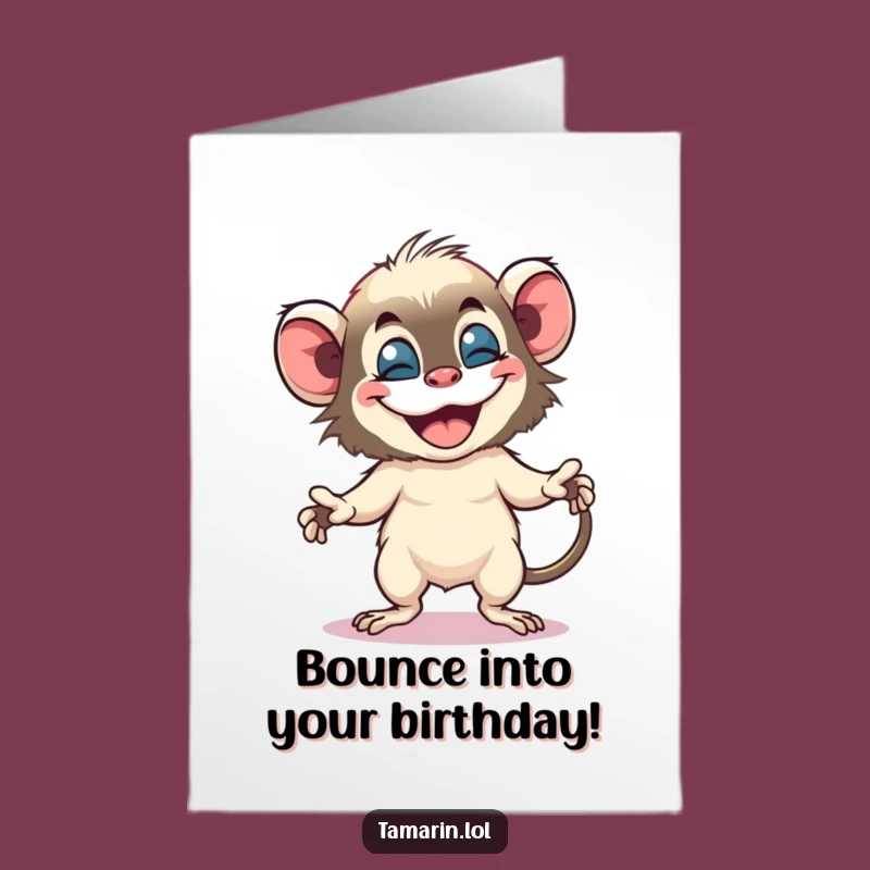 Free Printable Tamarin Dance Card: Funny Bouncy Birthday Downloadable Gift for Energetic Souls