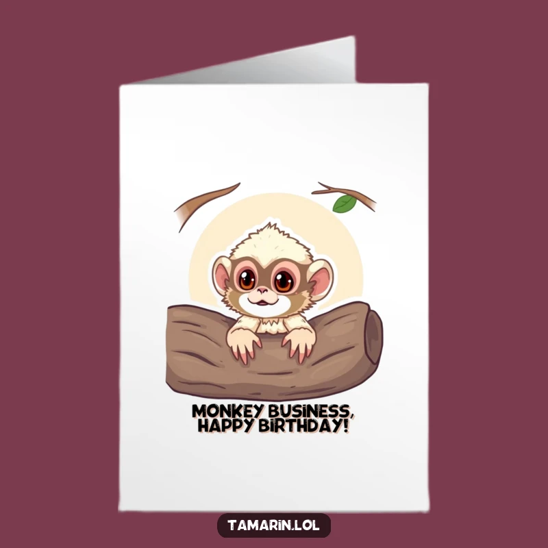Free Printable Birthday Card: Curious Tamarin Monkey, Funny Downloadable Art for a Wild DIY Gift