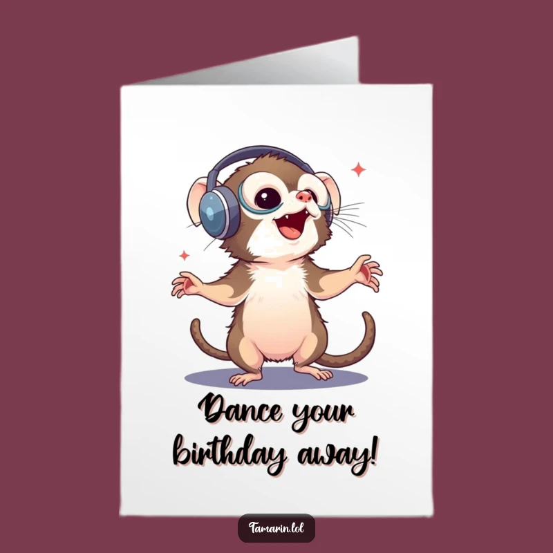 Free Printable Birthday Card: Groovy Tamarin Music Dance Downloadable Gift