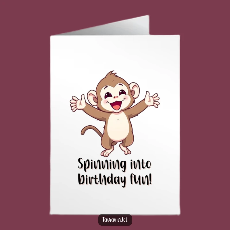 Free Printable Birthday Card: Joyful Tamarin Monkey, Funny Downloadable Art for a Spirited DIY Gift