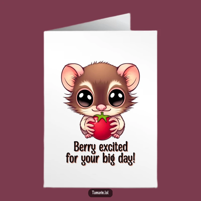 Free Printable Birthday Card: Wide-Eyed Tamarin Covets Berry - Funny Downloadable Gift