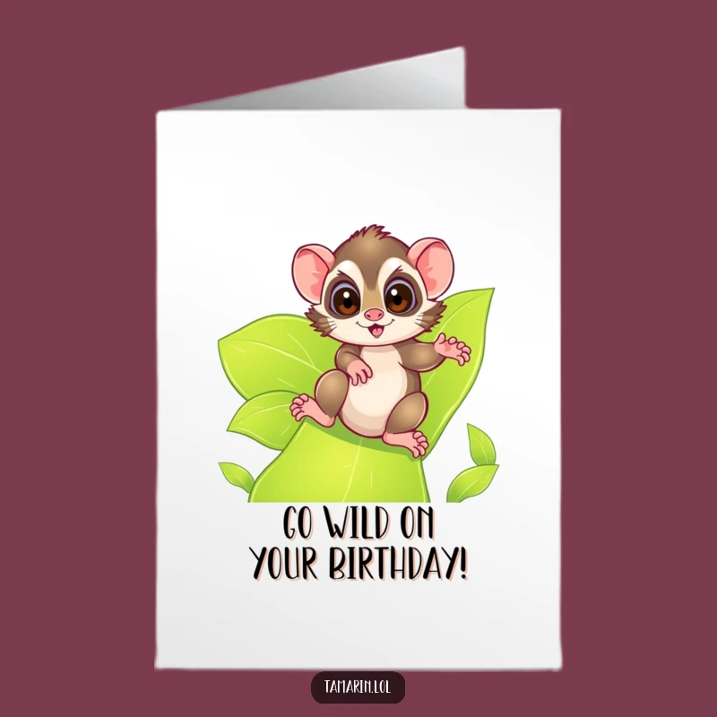 Free Printable Funny Birthday Card: Excited Tamarin Slide Downloadable Gift