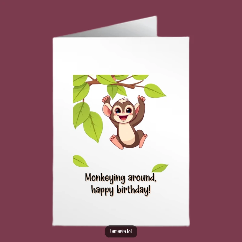 Free Printable Swinging Monkey Birthday Card - Funny Downloadable Gift for Kids