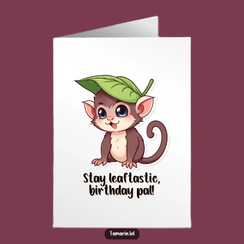 Free Printable Birthday Card: Mischievous Tamarin Hat - Funny Downloadable Fun