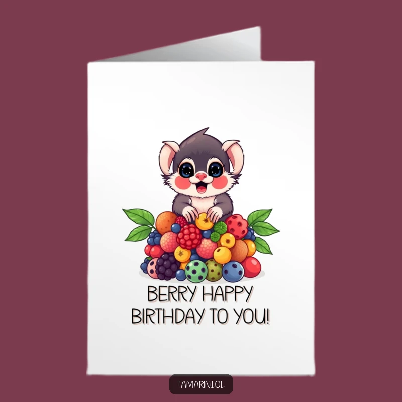 Sweet Free Printable Birthday Card: Tamarin Berry Pile, Funny Downloadable Gift for a Sweet Day