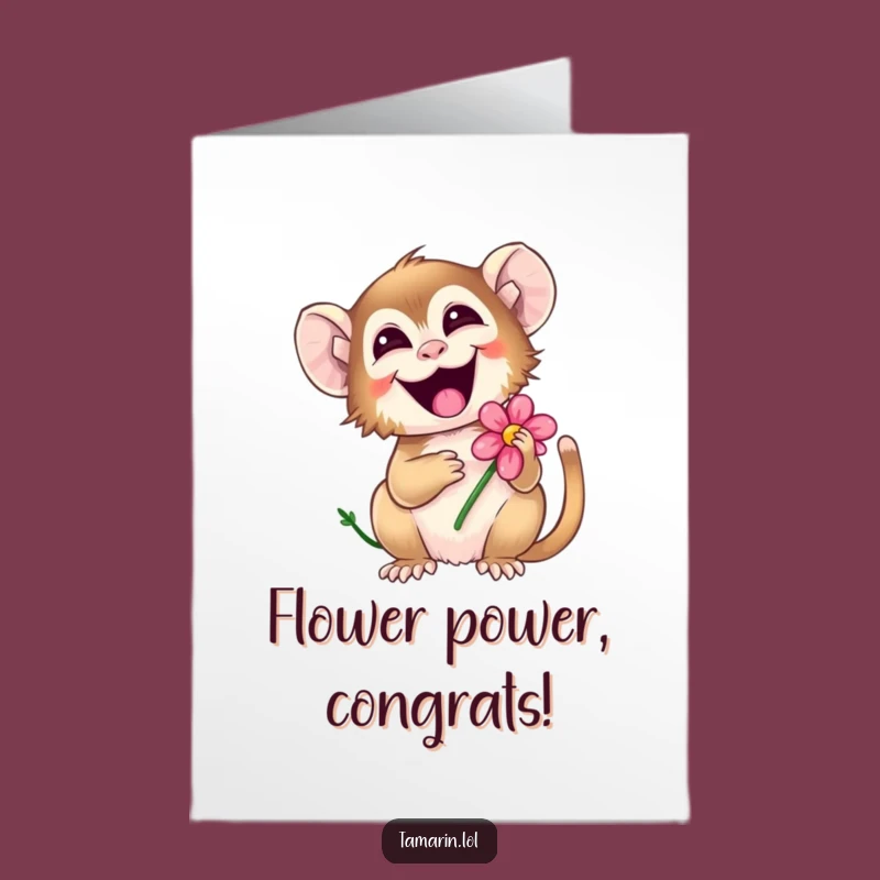 Free Printable Congrats Card: Happy Tamarin Bloom, Funny Downloadable!