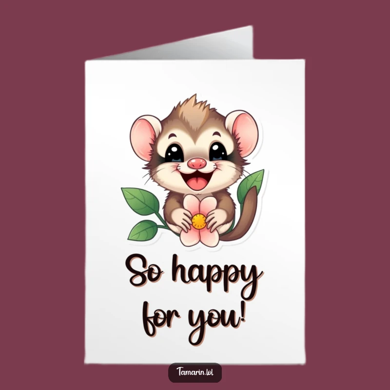Free Printable Congrats Card: Adorable Tamarin Flower Peek for Big Wins