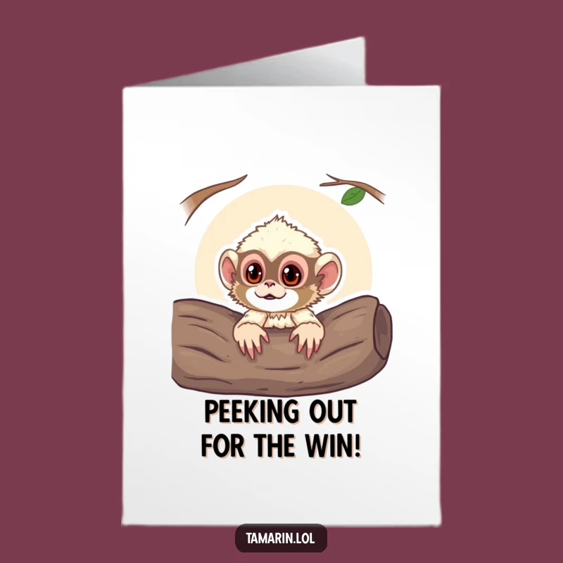 Free Printable Congrats Card: Curious Tamarin Monkey, Downloadable Art for a Cheeky DIY Gift