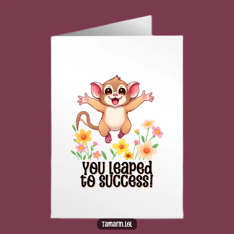 Free Printable Congrats Card: Tamarin Flower Leap Celebration Download
