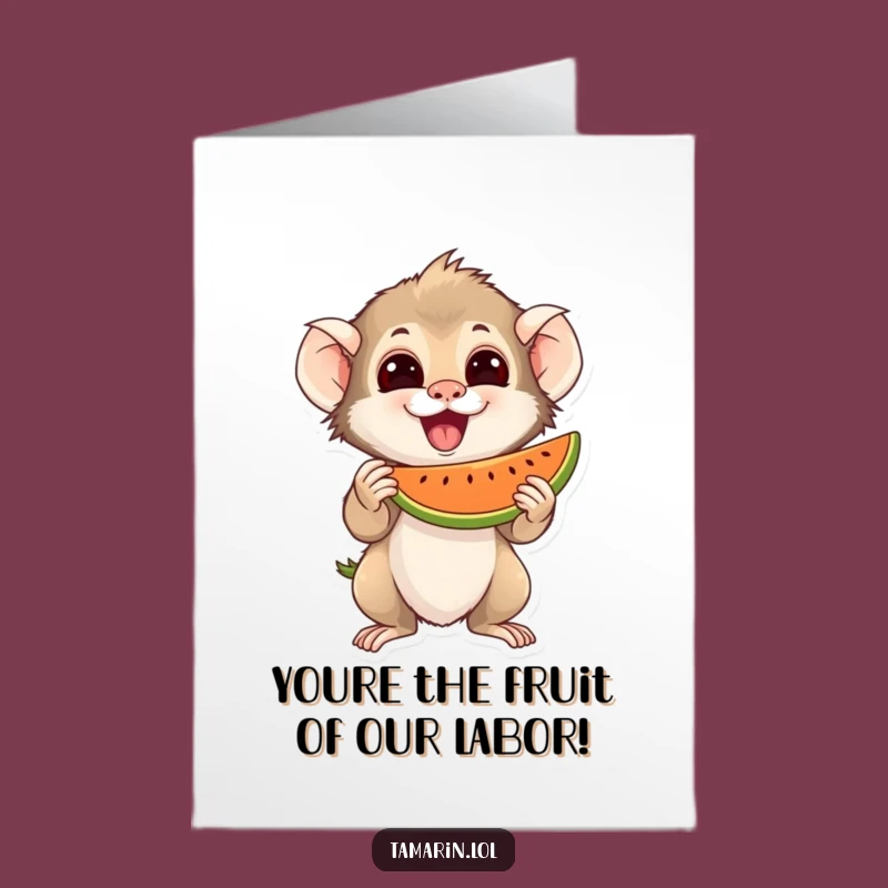 Free Printable Congrats Card: Tamarin's Fruity Prize - Funny Downloadable Gift