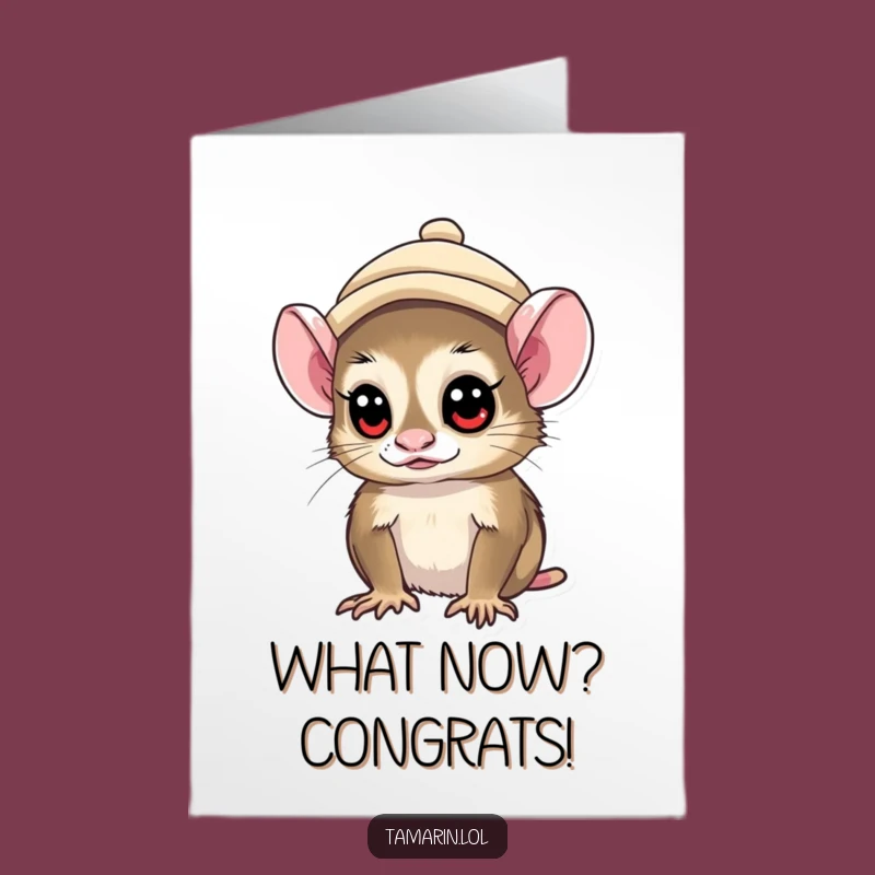 Free Printable Tamarin Congrats Card: Funny Hat Wearer Downloadable Celebration
