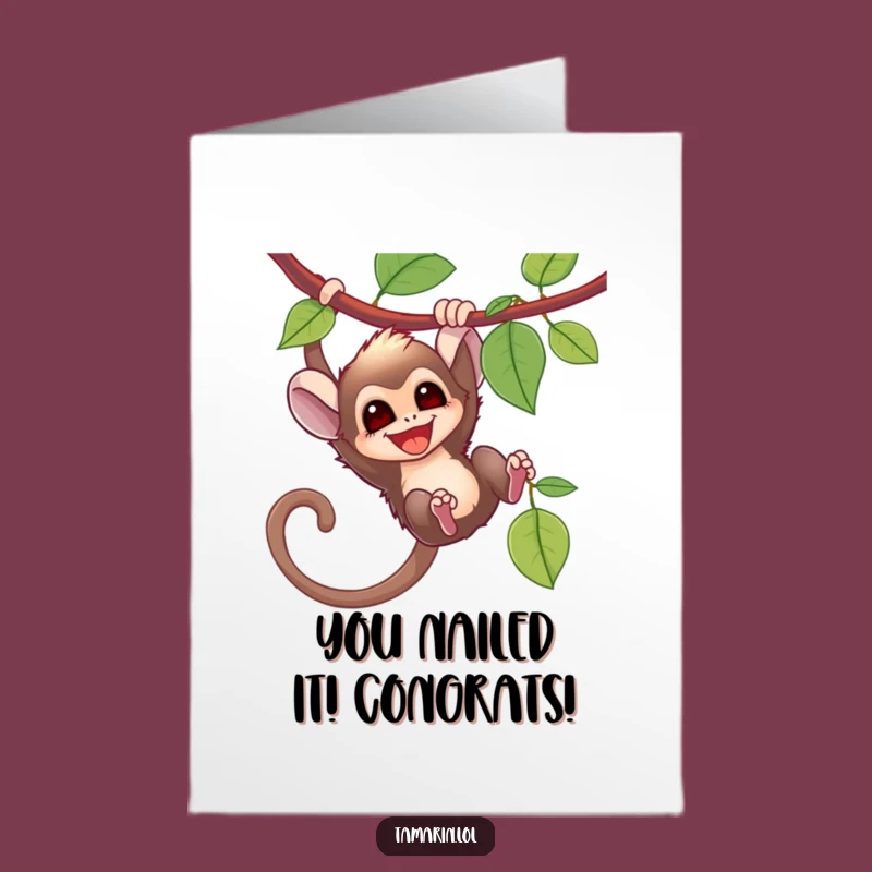 Free Printable Tamarin Congrats Card: Funny Swinging Monkey Downloadable Celebration