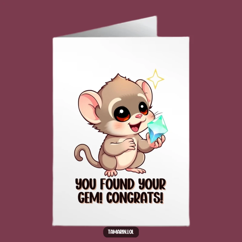 Free Printable Tamarin Congrats Card: Gem Awe, Funny Downloadable for Any Achievement