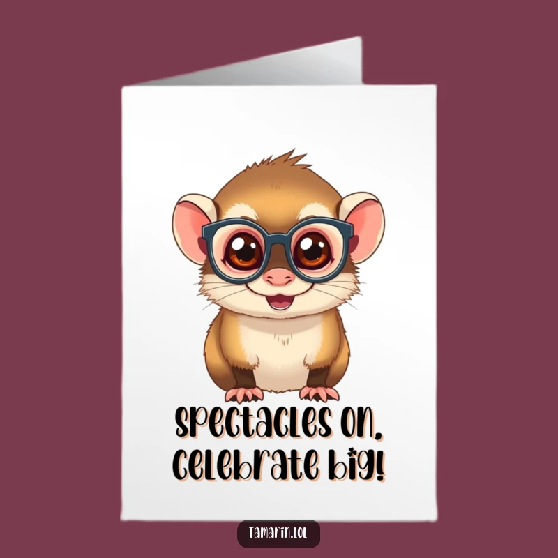 Free Printable Tamarin Card: Mischievous Spectacle Congratulations Downloadable DIY Gift