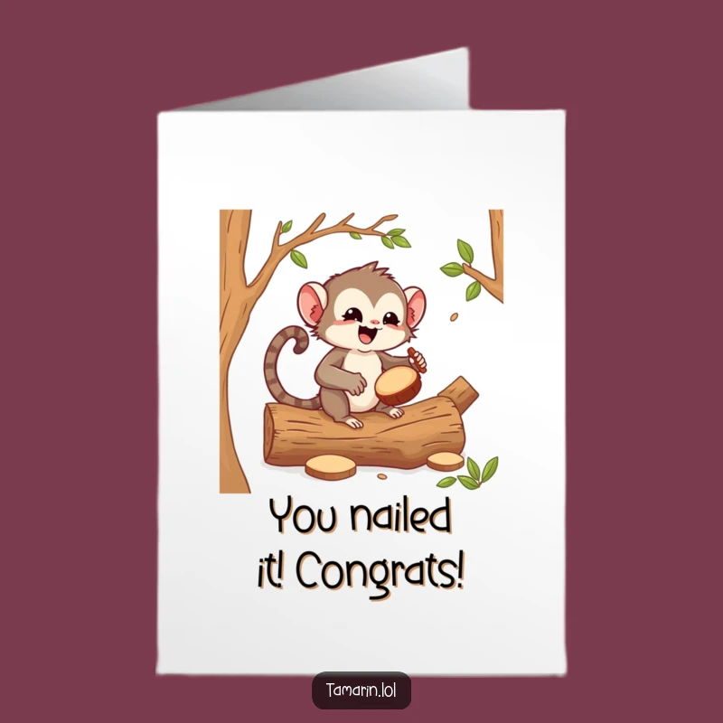 Free Printable Congrats Card: Joyful Tamarin Drumming for Your Big Achievement
