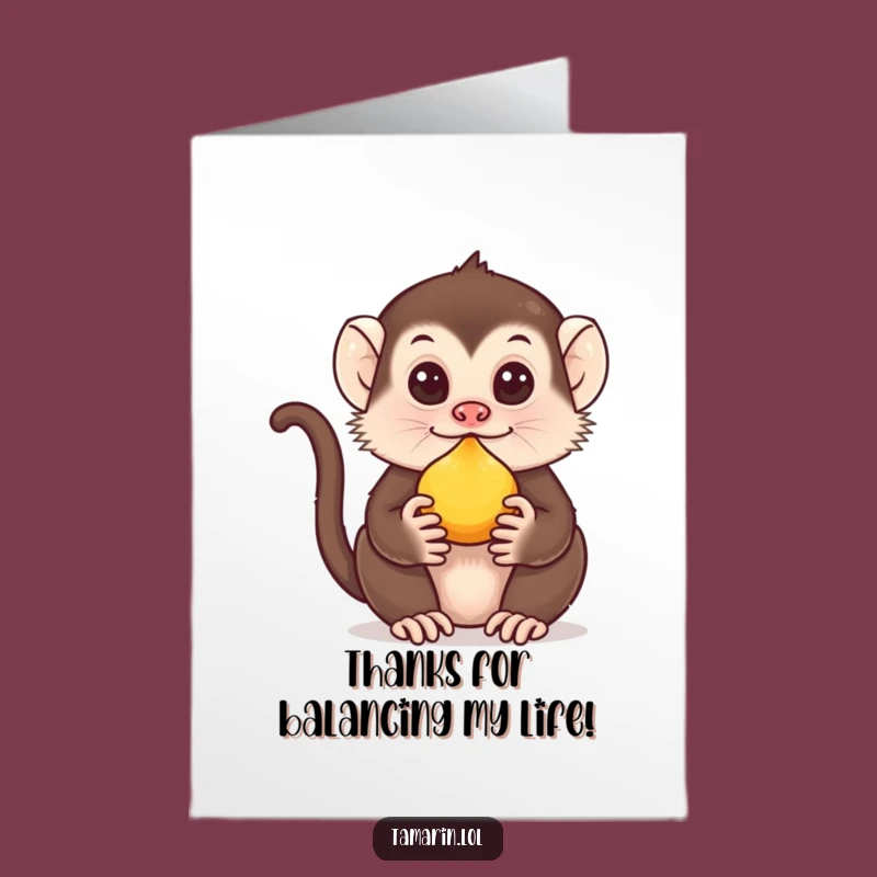 Free Printable Tamarin Fruit Balance Thank You Card Funny Downloadable Gift for All