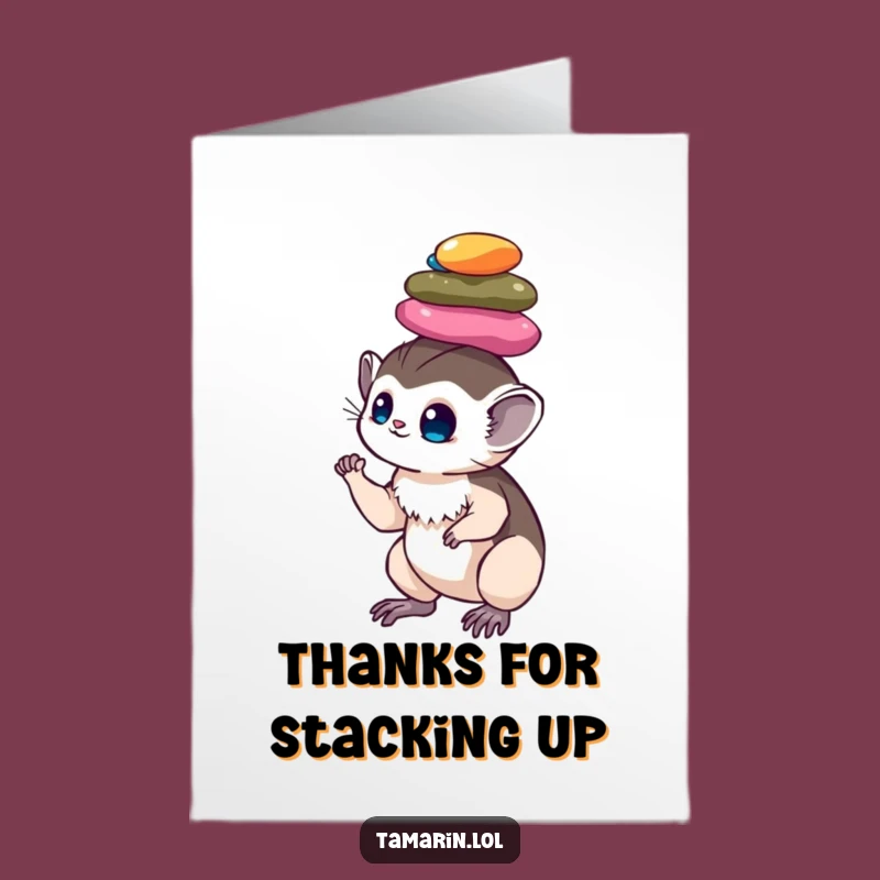 Free Printable Thank You Card: Funny Tamarin Pebble Stack Downloadable Gift