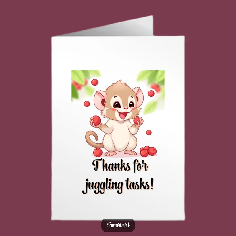 Free Printable Thank You Card: Giggling Juggling Tamarin DIY Downloadable Gift