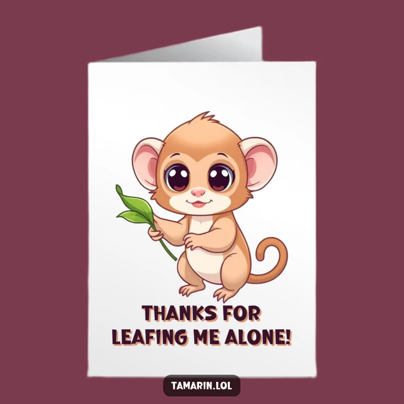 Free Printable Thank You Card: Grateful Tamarin & Leaf DIY Downloadable Gift