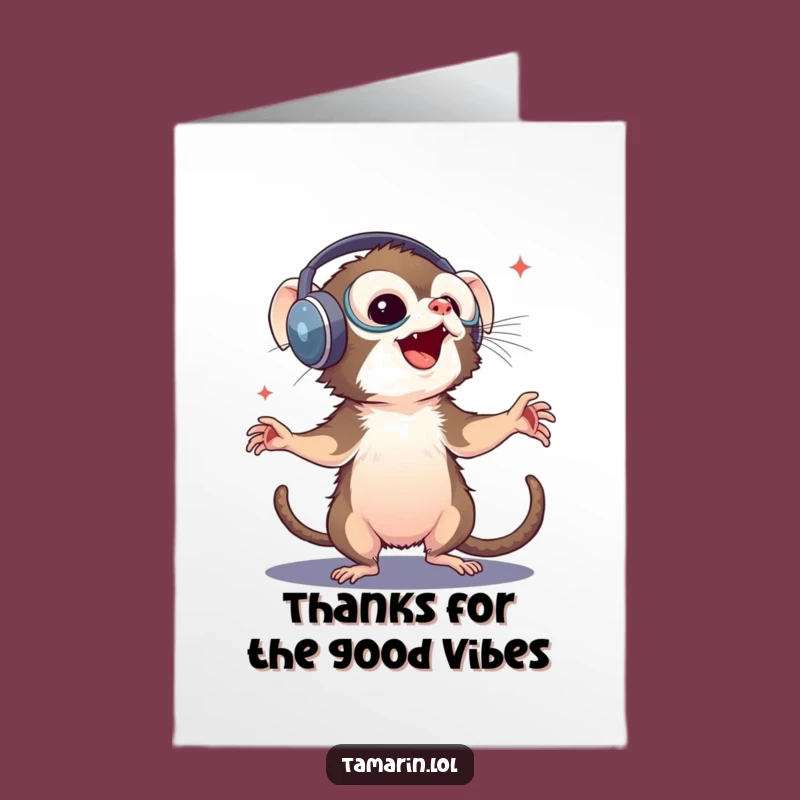 Free Printable Thank You Card: Happy Tamarin Dance Downloadable Gift