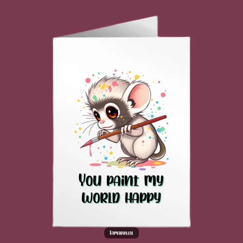 Free Printable Thank You Card: Tamarin Paint Art Gratitude Downloadable Gift