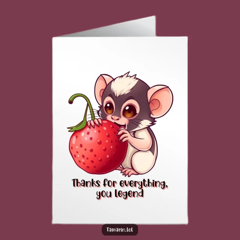 Free Printable Thank You Card: Funny Tamarin Berry Gratitude Downloadable Gift