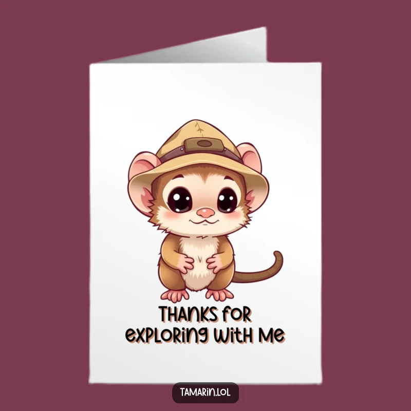 Free Printable Tamarin Thank You Card: Curious Explorer, Funny Downloadable Gratitude