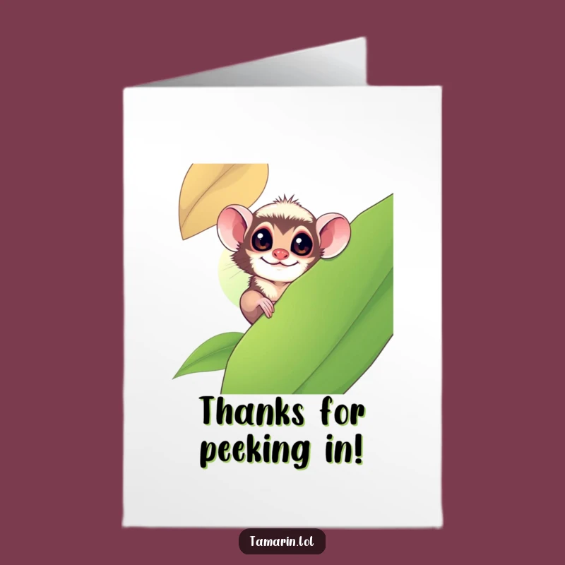 Free Printable Tamarin Thank You Card: Funny Peek-a-Boo Downloadable Gratitude
